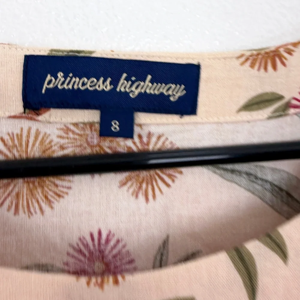 Princess Highway Linen Dress Womens 8 Peach Koala Floral Print Short Sleeve Boho - Picture 6 of 10